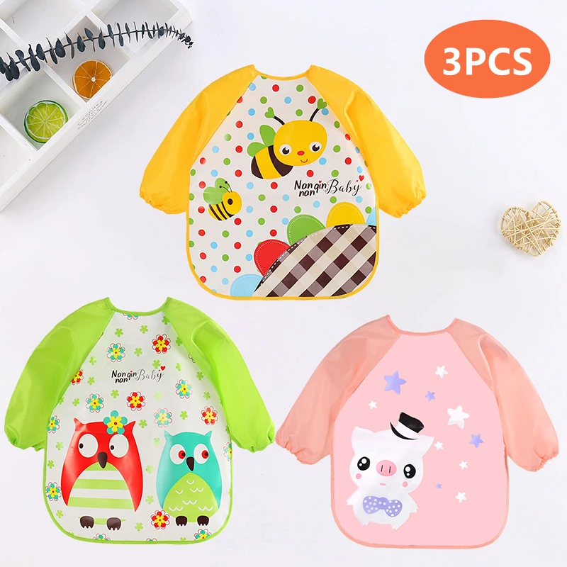 Baby Food Apron - Baby Bibs Cute Colorful Cartoon Waterproof